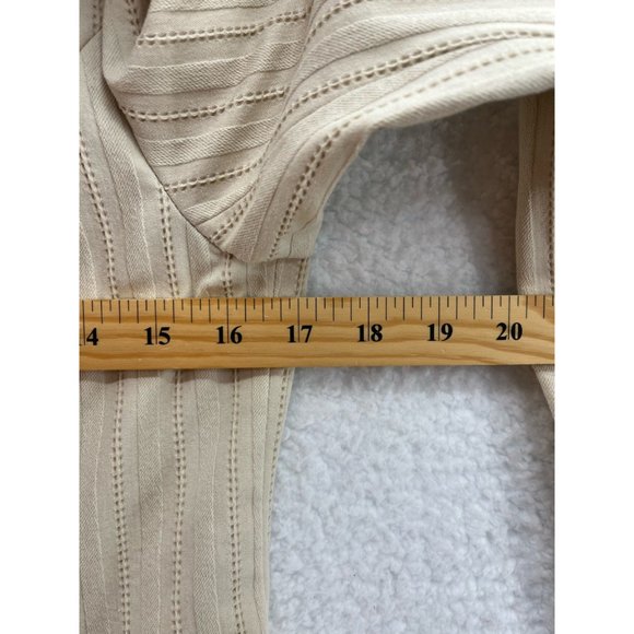 Nanette Lepore Womens Blazer Beige Stripe Long Sleeve Ruffle Pockets Stretch 6 - Picture 4 of 10